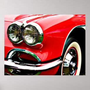Red Corvette Headlights Poster