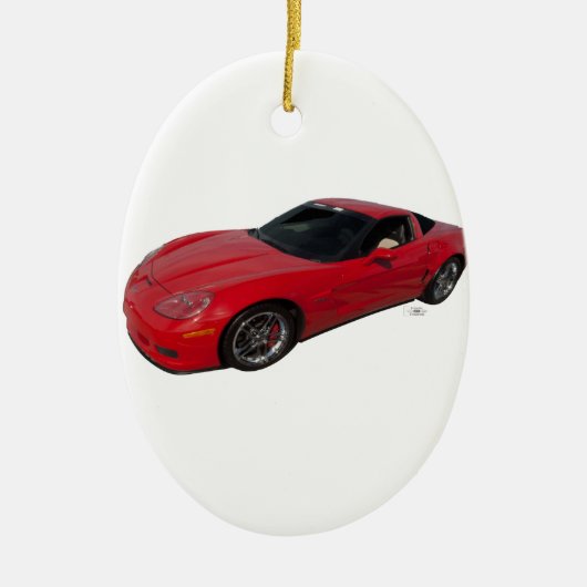Red Corvette Keramik Ornament (Vorne)