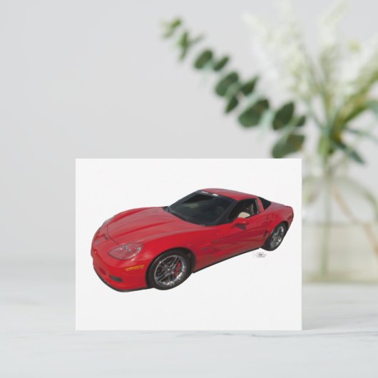 Red Corvette Postkarte (Stehend Vorderseite)