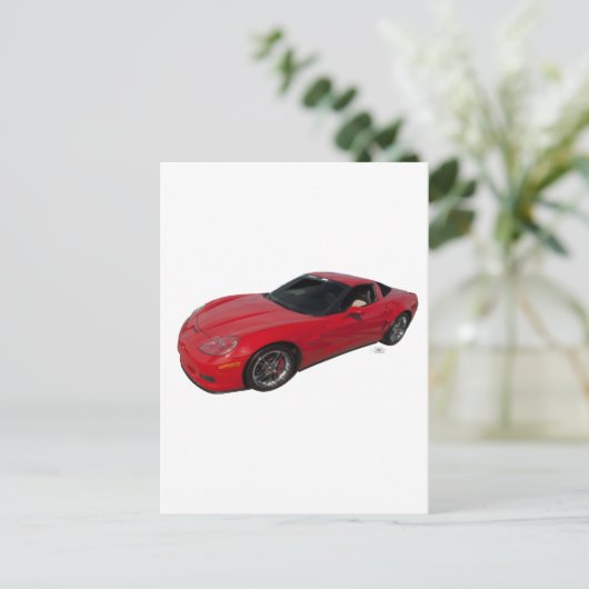 Red Corvette Postkarte (Stehend Vorderseite)