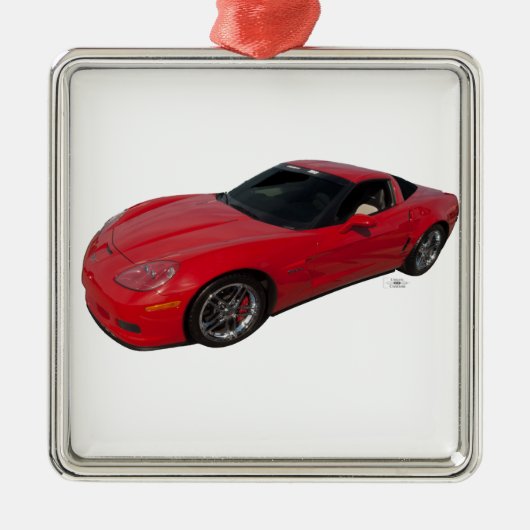 Red Corvette Silbernes Ornament (Vorne)