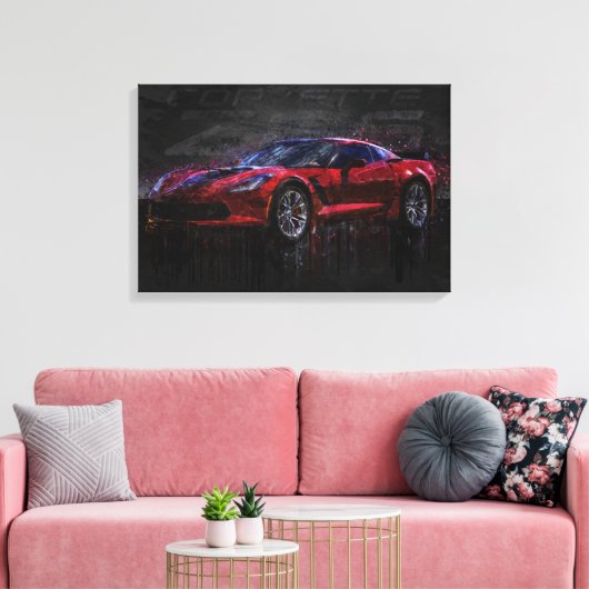 Red Corvette Z06 Leinwanddruck (Insitu (Wohnzimmer))