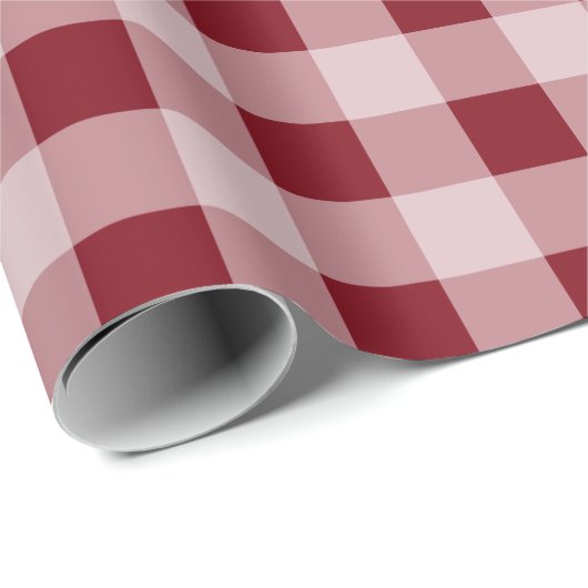 Red Country Christmas Gingham Wrapping Paper Geschenkpapier (Rolleneckpunkt)
