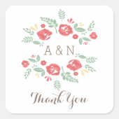 Red Country Floral Monogram Danke Stickers (Vorderseite)