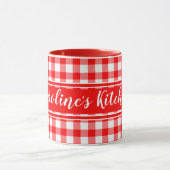 Red Country Gingham Deco Bauernhof Personalisiert Tasse (Zentrum)