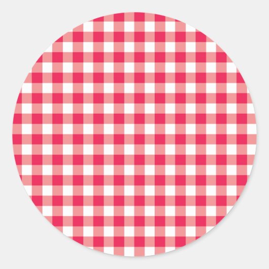 Red Country Gingham Karo Pattern Runder Aufkleber (Vorderseite)