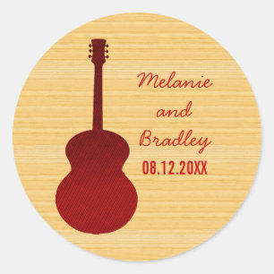 Red Country Gitarre Hochzeitsticker Runder Aufkleber
