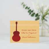 Red Country Gitarre Save the Date Postcard Ankündigungspostkarte (Stehend Vorderseite)