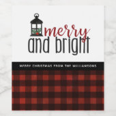 Red Country Karierte Weihnachtsbaumen Hand Letted Weinetikett (Einzelnes Label)