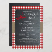 Red Country Karos Crawfish Boil Engagement Party Einladung (Vorne/Hinten)