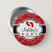 Red Country Paisley Baby Dusche Button (Vorne & Hinten)