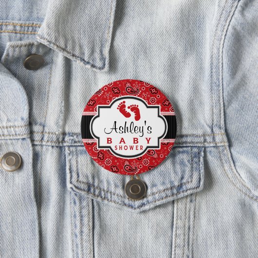 Red Country Paisley Baby Dusche Button (Beispiel)