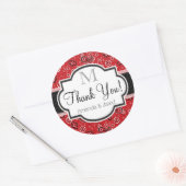 Red Country Paisley Wedding Runder Aufkleber (Umschlag)