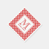 Red Country Style Gingham Pattern Mit Monogramm Serviette (Ecke)