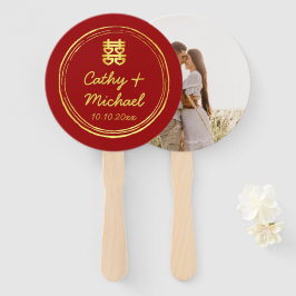 Red Couple Foto Chinesische Hochzeit doppeltes Glü Fächer