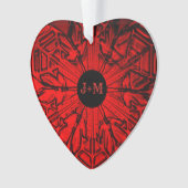 Red Couple Initials Custom Year Heart Ornament (Vorderseite)