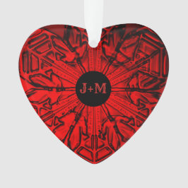 Red Couple Initials Custom Year Heart Ornament