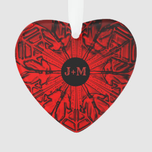 Red Couple Initials Custom Year Heart Ornament