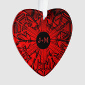 Red Couple Initials Custom Year Heart Ornament (Vorderseite)