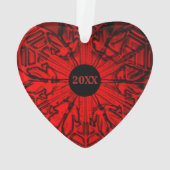 Red Couple Initials Custom Year Heart Ornament (Rückseite)
