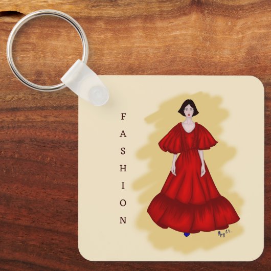 Red Couture Shape with Soft Yellow Atmosphere Schlüsselanhänger (Vorderseite)