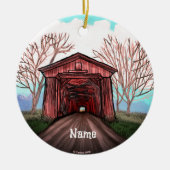 Red Covered Bridge Keramik Ornament (Vorne)