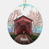 Red Covered Bridge Keramik Ornament (Links)