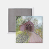 Red Covered Bridge Magnet (Vorderseite/Rückseite)