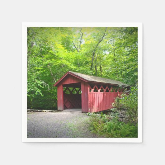 Red Covered Bridge Paper Napkin Serviette (Vorderseite)