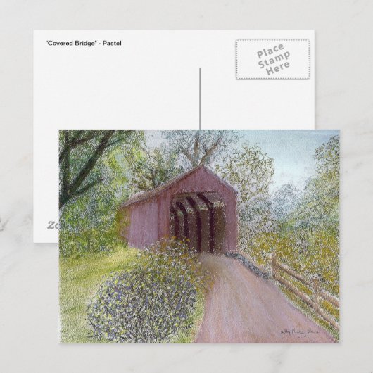 Red Covered Bridge Postkarte (Vorne/Hinten)