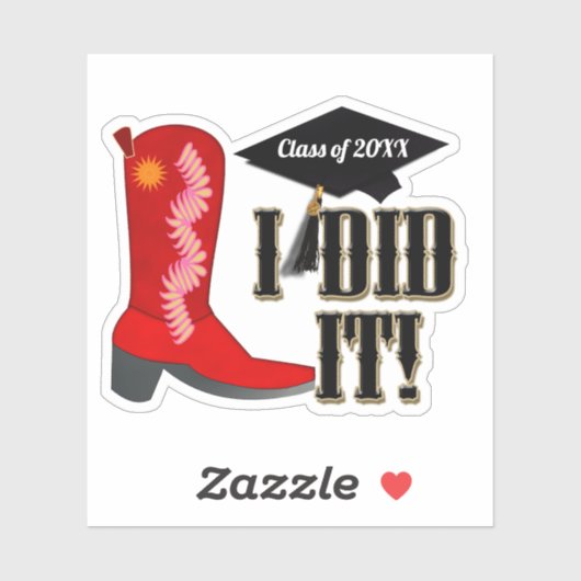 Red Cowboy Boot Abschluss Aufkleber (Blatt)