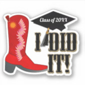 Red Cowboy Boot Abschluss Aufkleber (Vorderseite)
