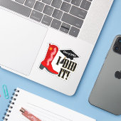 Red Cowboy Boot Abschluss Aufkleber (Laptop mit iPhone)