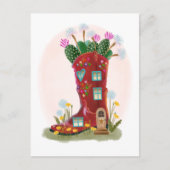 Red Cowboy Boot and Cactus Postcard Postkarte (Vorderseite)