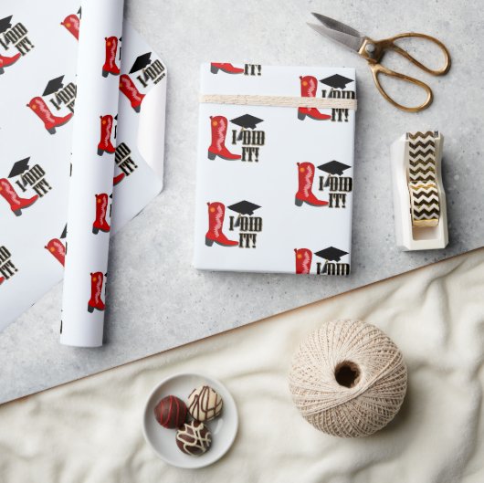 Red Cowboy Boot Grad Cap und Diploma Abschluss Geschenkpapier (Kunsthandwerk)