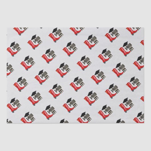 Red Cowboy Boot Grad Cap und Diploma Abschluss Seidenpapier (Vorderseite)