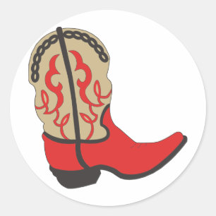 Red Cowboy Boot Runder Aufkleber