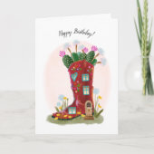 Red Cowboy Boot und Cactus Birthday Card Karte (Vorderseite)