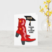 Red Cowboy Boots Abschluss Karte (Gelbe Blume)