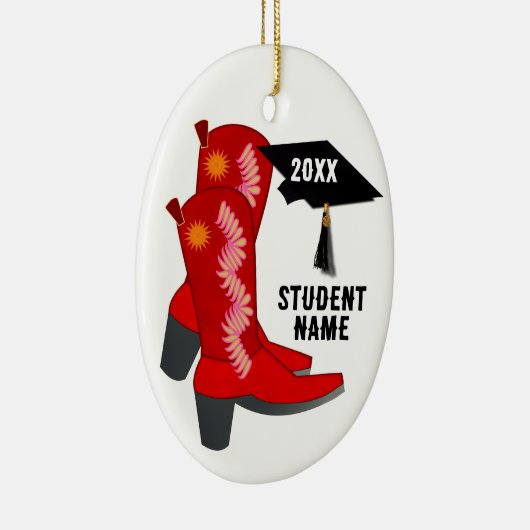 Red Cowboy Boots Abschluss Keramik Ornament (Rechts)