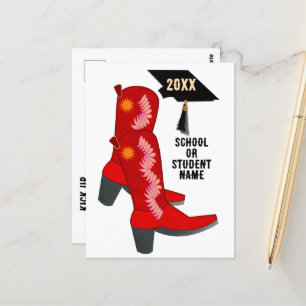 Red Cowboy Boots Abschluss Postkarte