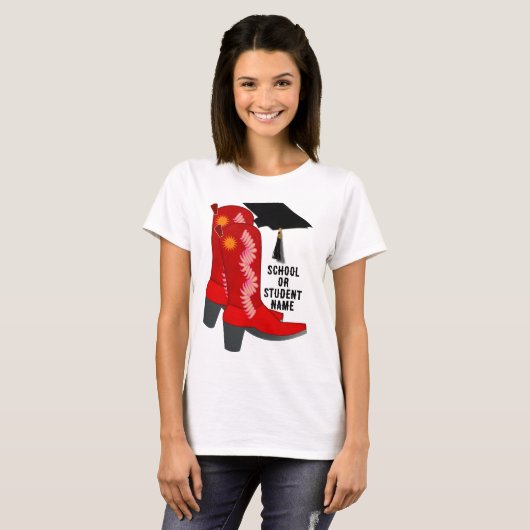Red Cowboy Boots Abschluss T-Shirt (Vorne ganz)