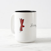 Red Cowboy Boots Country Script Custom Zweifarbige Tasse (Vorderseite Links)