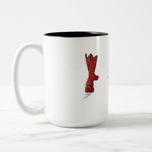 Red Cowboy Boots Country Script Custom Zweifarbige Tasse (Links)
