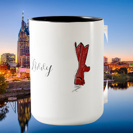 Red Cowboy Boots Country Script Custom Zweifarbige Tasse