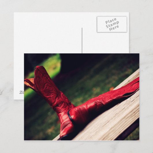 Red Cowboy Boots Postkarte (Vorne/Hinten)