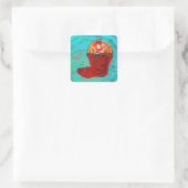 Red Cowboy Boots Stickers Türkis Hintergrund (Tasche)