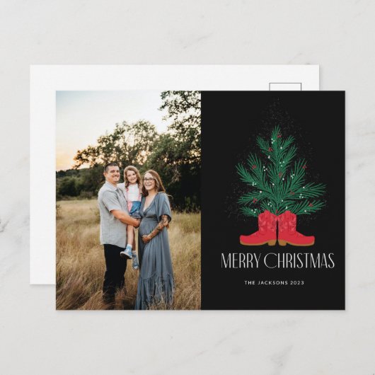 Red Cowboy Boots und Spruce Frohe Weihnachten (Vorne/Hinten)