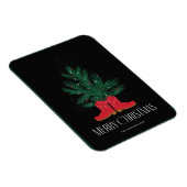 Red Cowboy Boots und Spruce Frohe Weihnachten Magnet (Rechte Seite)