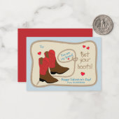 Red Cowboy Boots Western Klassenzimmer Valentinsta Mitteilungskarte (Vorderseite/Rückseite Beispiel)